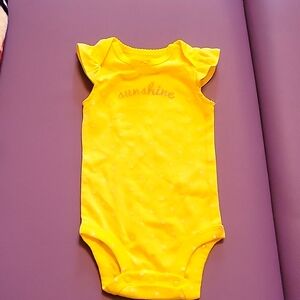 Carter's yellow polka-dot sunshine onesie.  3 month.